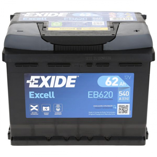 Автомобільний акумулятор Exide 62Ah 540A Excell EB620 R+ - 2