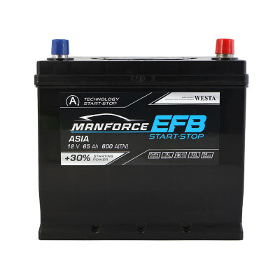 Автомобильный аккумулятор Manforce 65Ah 600A Asia EFB R+ - 1