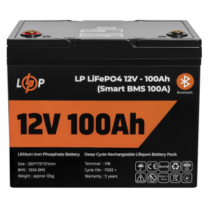 Літієвий акумулятор LogicPower 12V 100Ah LifePO4 (Smart BMS 100A)