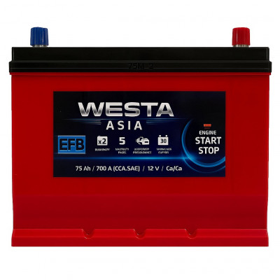 Автомобильный аккумулятор Westa 75Ah 700A Premium Asia EFB R+ - 1