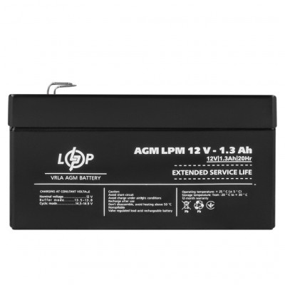 AGM акумулятор LogicPower 12V 1,3Ah LPM 12-1,3 - 2