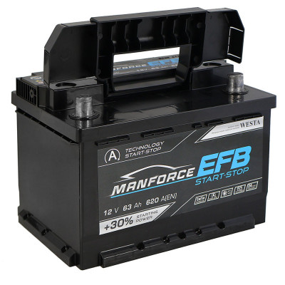 Автомобільний акумулятор Manforce 63Ah 620A EFB R+ - 3
