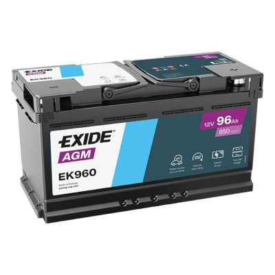 Автомобільний акумулятор Exide 96Ah 850A Start-Stop AGM EK960 R+ - 1