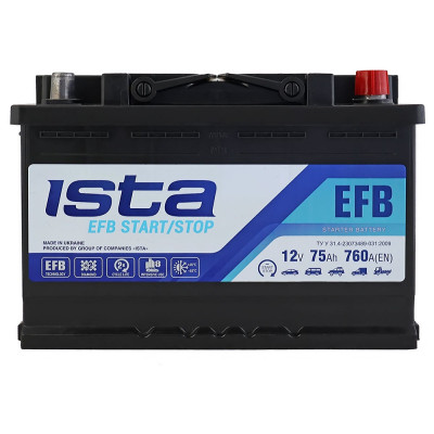 Автомобильный аккумулятор Ista 75Ah 760A EFB R+ - 1