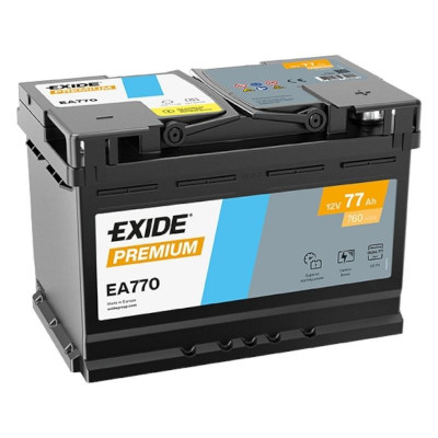 Автомобильный аккумулятор Exide 77Ah 760A Premium EA770 R+ - 1