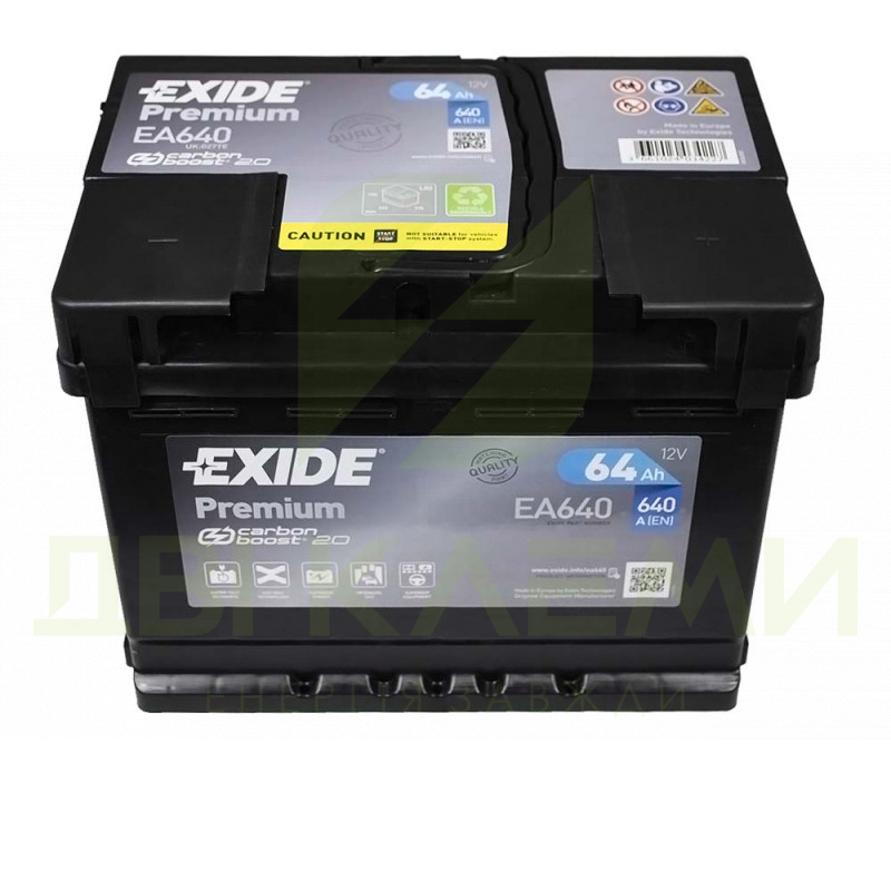Автомобильный аккумулятор Exide 64Ah 640A Premium EA640 R+ - Две Клеммы