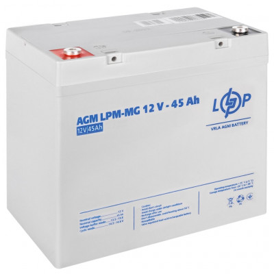 AGM акумулятор LogicPower 12V 45Ah LPM-MG 12-45 - 1