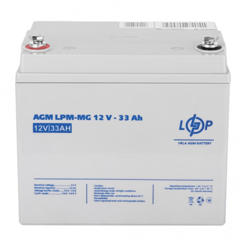 AGM акумулятор LogicPower 12V 33Ah LPM-MG 12-33 - 3