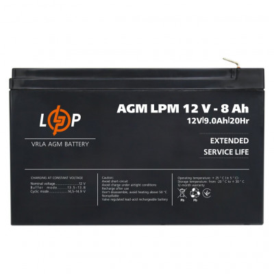 AGM акумулятор LogicPower 12V 8Ah LPM 12-8 - 3