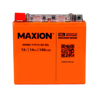 Мото аккумулятор Maxion 14Ah YTX14-BS GEL - 1