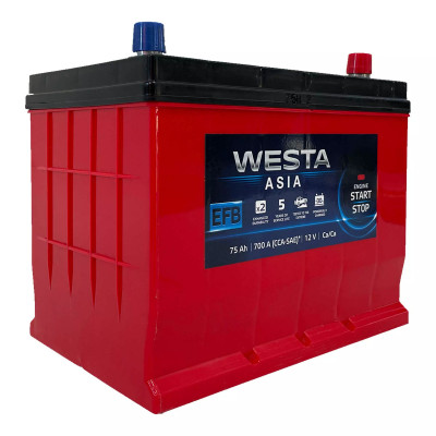 Автомобильный аккумулятор Westa 75Ah 700A Premium Asia EFB R+ - 2