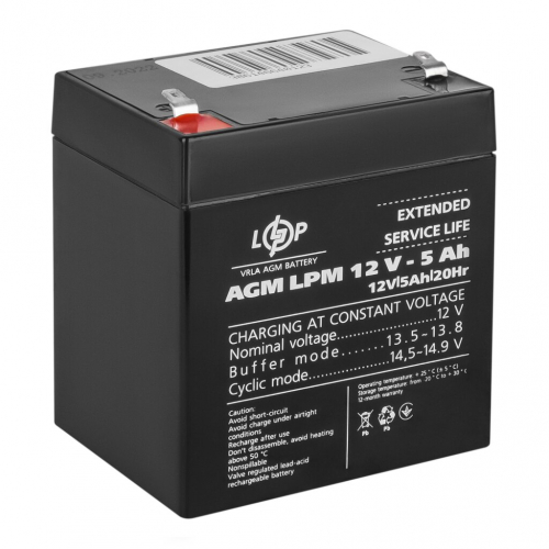 AGM аккумулятор LogicPower 12V 5Ah LPM 12-5 - 1