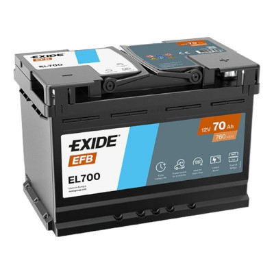 Автомобильный аккумулятор Exide 70Ah 760A Start-Stop EFB EL700 R+ - 1