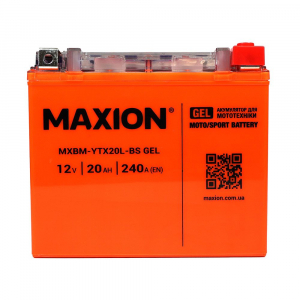 Мото аккумулятор Maxion 20Ah YTX20L-BS GEL