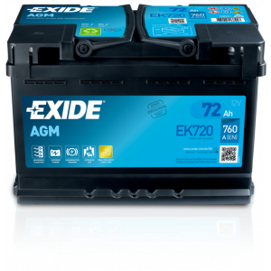 Автомобільний акумулятор Exide 72Ah 760A Start-Stop AGM EK720 R+