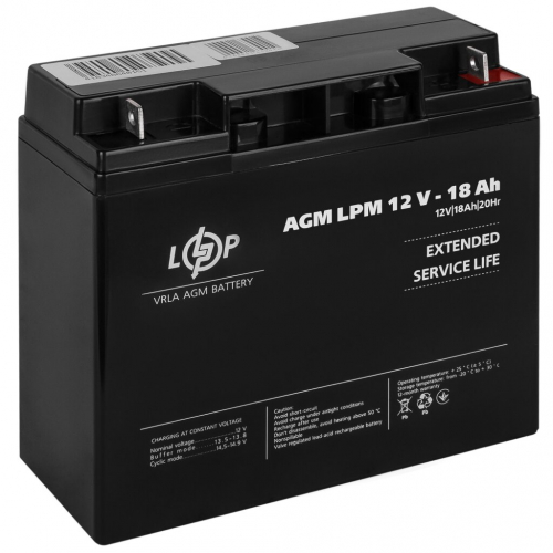 AGM акумулятор LogicPower 12V 18Ah LPM 12-18 - 1