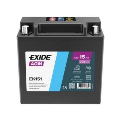Дополнительный аккумулятор Exide 15Ah 200A EK151 - 1