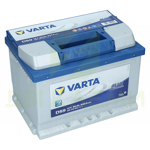 Автомобільний акумулятор Varta 60Ah 540A Blue Dynamic D59 R+ - Дві Клеми