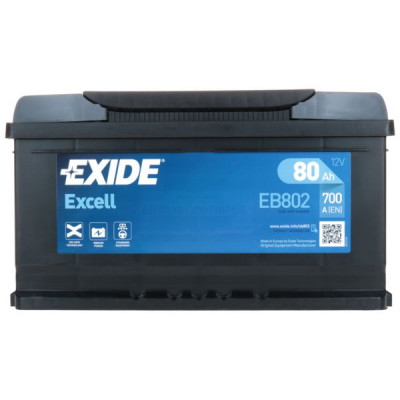 Автомобильный аккумулятор Exide 80Ah 700A Excell EB802 R+ - 2