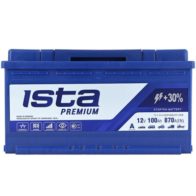 Автомобильный аккумулятор Ista 100Ah 870A Premium R+ - 1