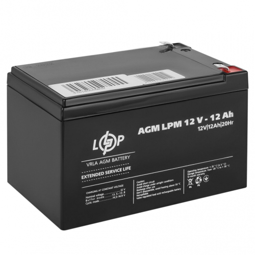 AGM акумулятор LogicPower 12V 12Ah LPM 12-12 - 1