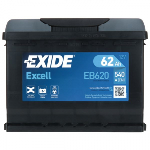 Автомобильный аккумулятор Exide 62Ah 540A Excell EB620 R+ - 4