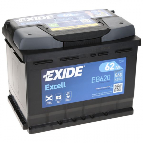 Автомобільний акумулятор Exide 62Ah 540A Excell EB620 R+ - 1