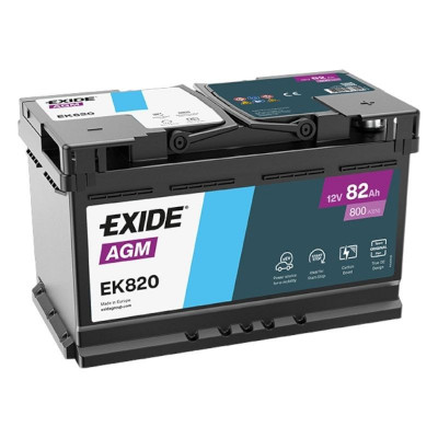Автомобильный аккумулятор Exide 82Ah 800A Start-Stop AGM EK820 R+ - 1
