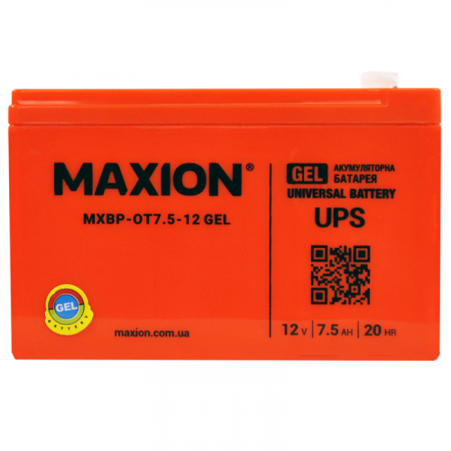 Гелевий акумулятор Maxion 12V 7,5Ah OT 7,5-12 GEL - 1