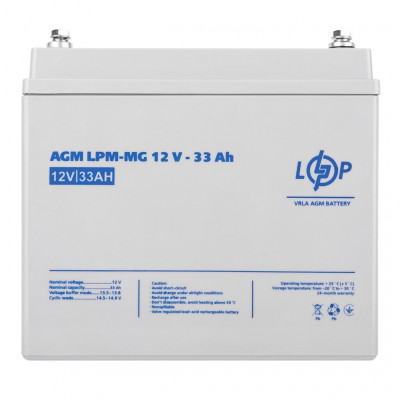 AGM аккумулятор LogicPower 12V 33Ah LPM-MG 12-33 - 2