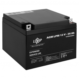 AGM аккумулятор LogicPower 12V 26Ah LPM 12-26