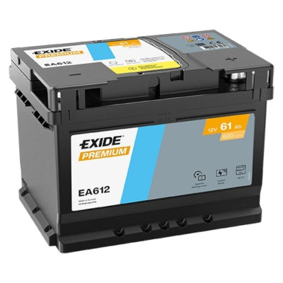 Автомобильный аккумулятор Exide 61Ah 600A Premium EA612 R+ - 1 Автомобильный аккумулятор Exide 61Ah 600A Premium EA612 R+ - 1