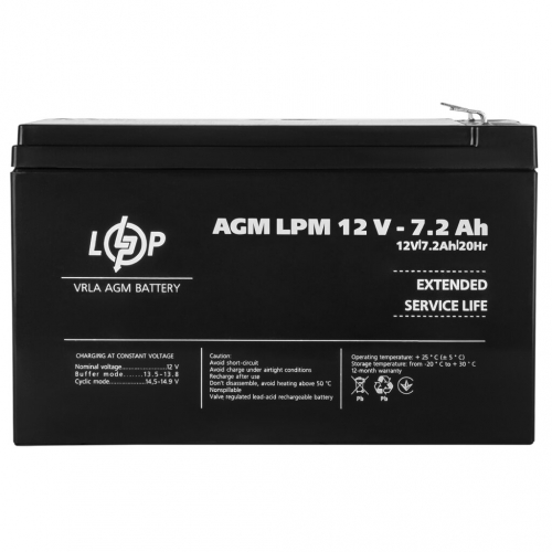 AGM аккумулятор LogicPower 12V 7,2Ah LPM 12-7,2 - 2