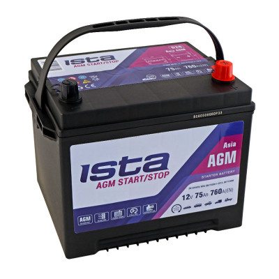 Автомобильный аккумулятор Ista 75Ah 760A Asia AGM R+ - 2