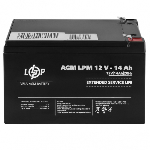 AGM аккумулятор LogicPower 12V 14Ah LPM 12-14 - 3