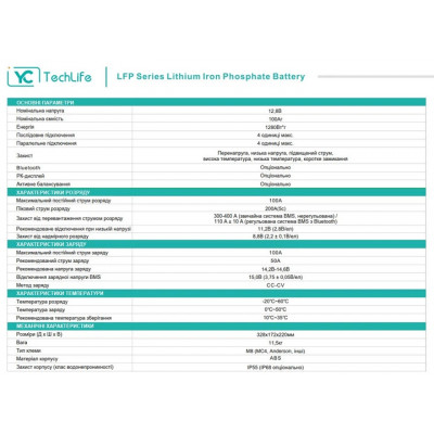 Літієвий акумулятор EverExceed 12V 100Ah YCTechLife LFP 12-100 LifePO4 - 2
