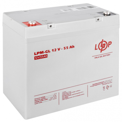 Гелевий акумулятор LogicPower 12V 55Ah LPM-GL 12-55 - 1