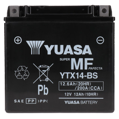 Мото акумулятор Yuasa 12,6Ah YTX14-BS - 2