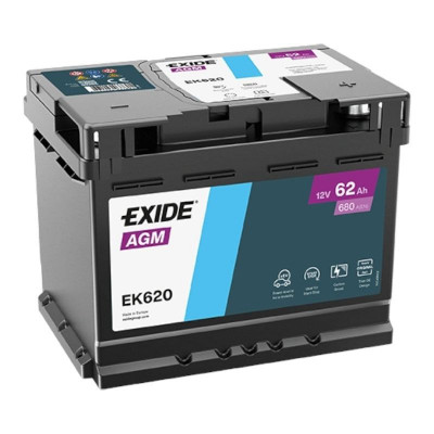 Автомобильный аккумулятор Exide 62Ah 680A Start-Stop AGM EK620 R+ - 1
