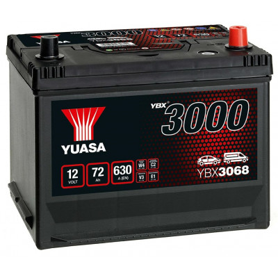 Автомобильный аккумулятор Yuasa 72Ah 600A YBX3068 R+ - 1