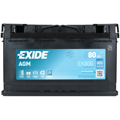 Автомобільний акумулятор Exide 80Ah 800A Start-Stop AGM EK800 R+ - 1