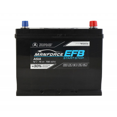 Автомобільний акумулятор Manforce 75Ah 700A Asia EFB R+ - 1