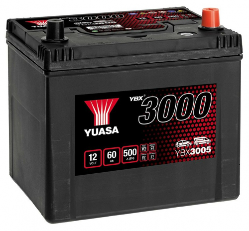 Автомобильный аккумулятор Yuasa 60Ah 500A YBX3005 R+ - 1