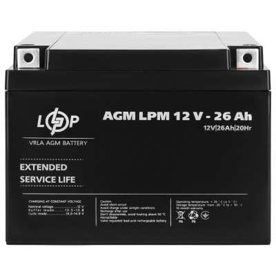 AGM акумулятор LogicPower 12V 26Ah LPM 12-26 - 2