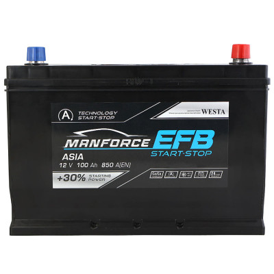 Автомобільний акумулятор Manforce 100Ah 850A Asia EFB R+ - 1