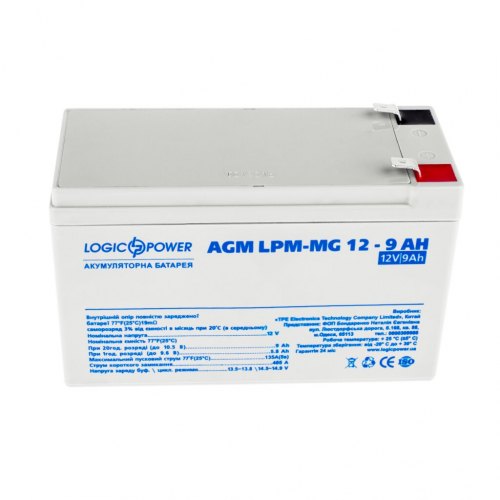 AGM акумулятор LogicPower 12V 9Ah LPM-MG 12-9 - 2