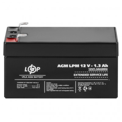 AGM акумулятор LogicPower 12V 1,3Ah LPM 12-1,3 - 3
