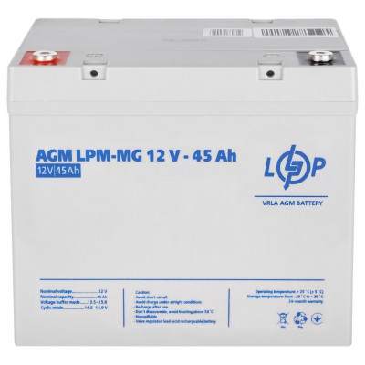 AGM акумулятор LogicPower 12V 45Ah LPM-MG 12-45 - 2