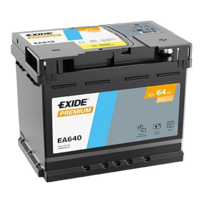 Автомобільний акумулятор Exide 64Ah 640A Premium EA640 R+ - 1