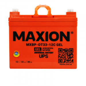 Гелевий акумулятор Maxion 12V 33Ah OT 33-12C GEL